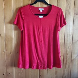 Style & Co Red Ruffled Hem Top